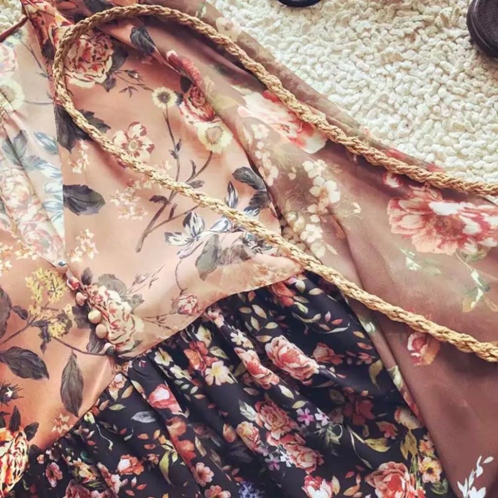 SOLD OUT Boho Fall Colors Chiffon Long Sleeve Dress - Picture 9 of 10
